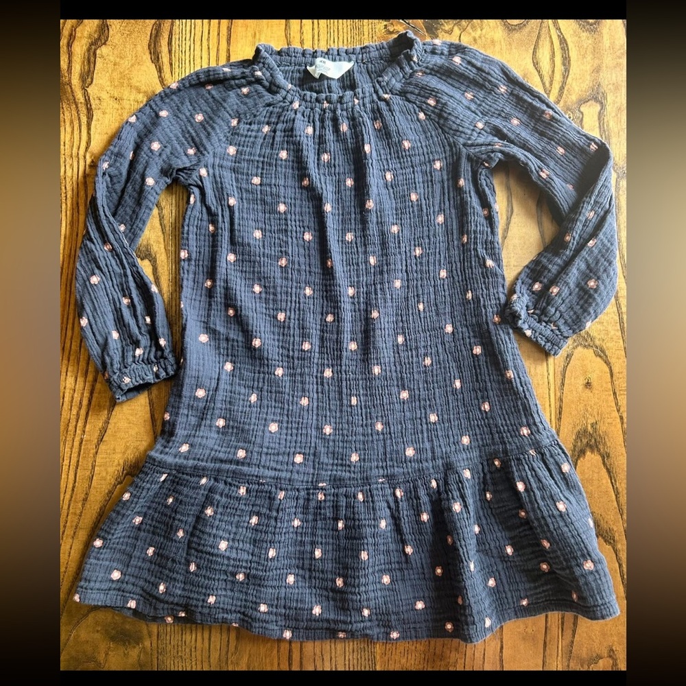 H&M Navy dress with pink flower print